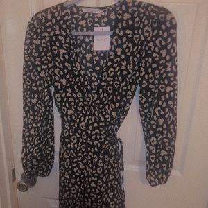 Black woven leopard dress